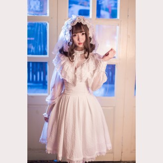 Gothic Lolita Fashion Embossed Floral Fullset (3pc: Blouse + Skirt + Headdress)
